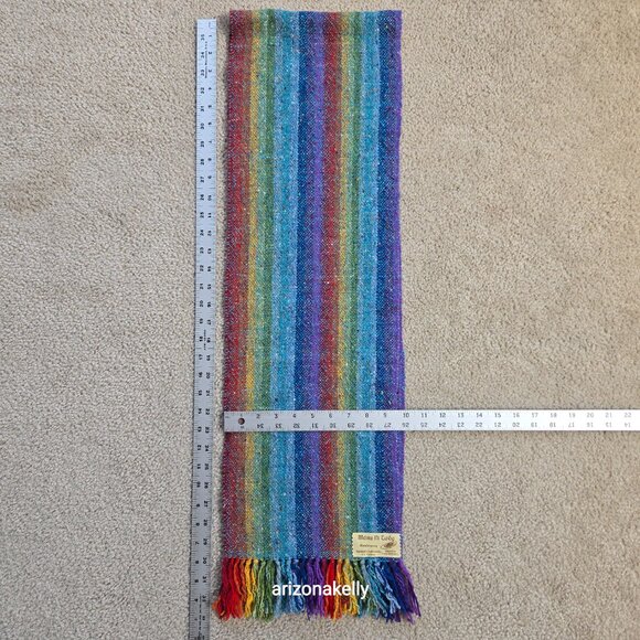 NWOT Handwoven Merino Wool Colorful Stripe Scarf Ireland - Picture 8 of 9